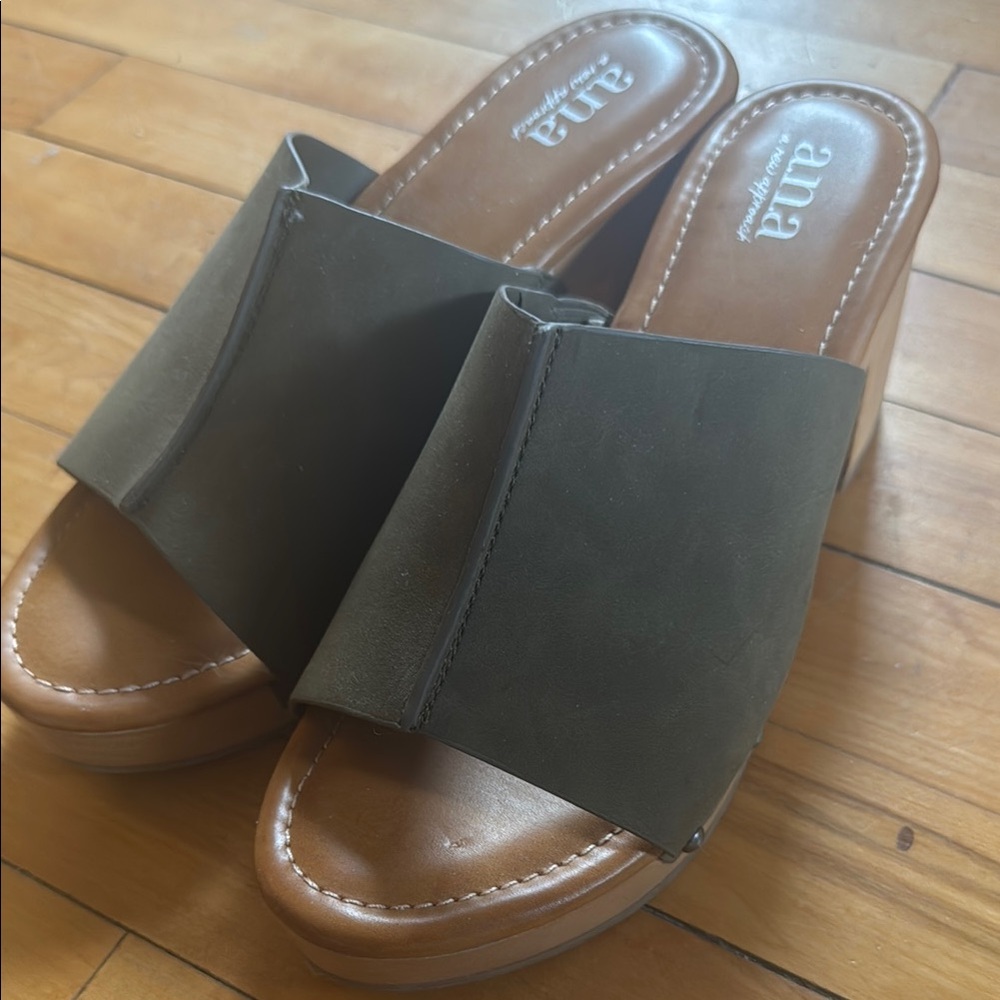 A.N.A Green Mules Stylish Slip-On Comfort